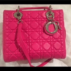 Hot pink leather lady handbag